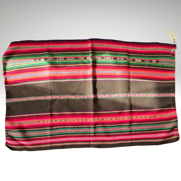 Handmade Other - Handmade Peruvian Textile Juli Peru Woven Aguayo Manta Brown Pink Green 42x26